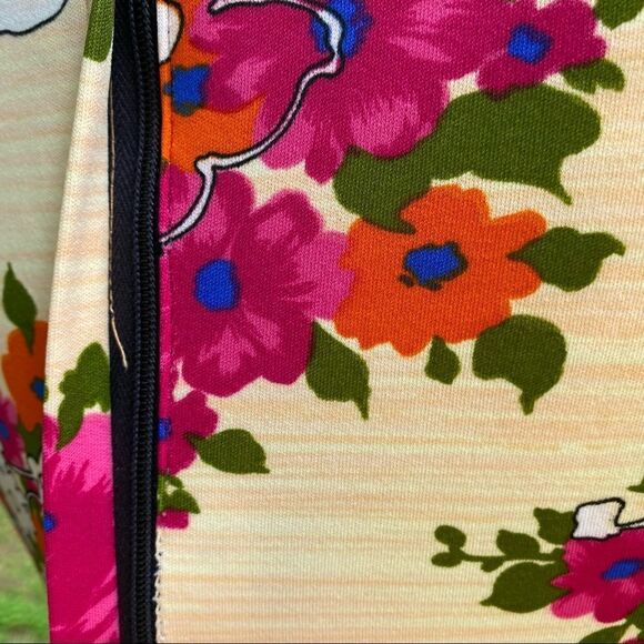 Vintage 70s Womens Floral Maxi Dress Size Small Pink Black - Picture 12 of 13